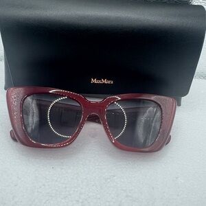 MaxMara Burgundy Oversized Square Sunglasses